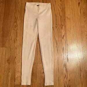 Hale Bob Ultra Suede Pale Pink Pants, Stretch Pull On High Waist, Body-Con, Sz M